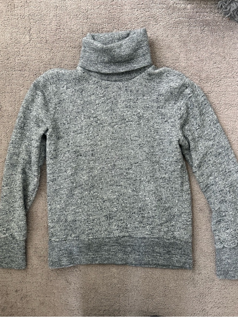 J. Crew Marled Gray Turtleneck Sweater Cozy Knit Ribbed Trim Neutral Size XS